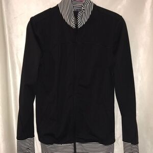 Victoria's Secret Women's Black White Stripe Full Zip Long Sleeve Jacket Size XS